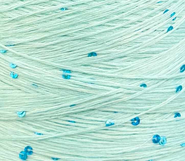 Art. Lino – 100 % Leinengarn mit Pailletten col. Mintgrün 420 m / 100 g